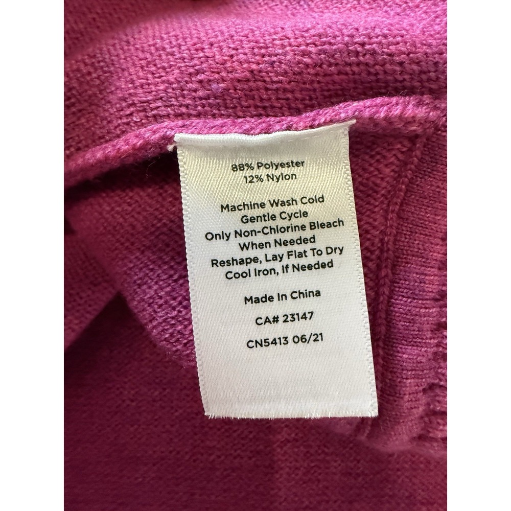 Talbots Tie Neck Soft Knit Poncho Cape Pink Purple Top Layer Sash Lightweight Lg - Picture 10 of 12